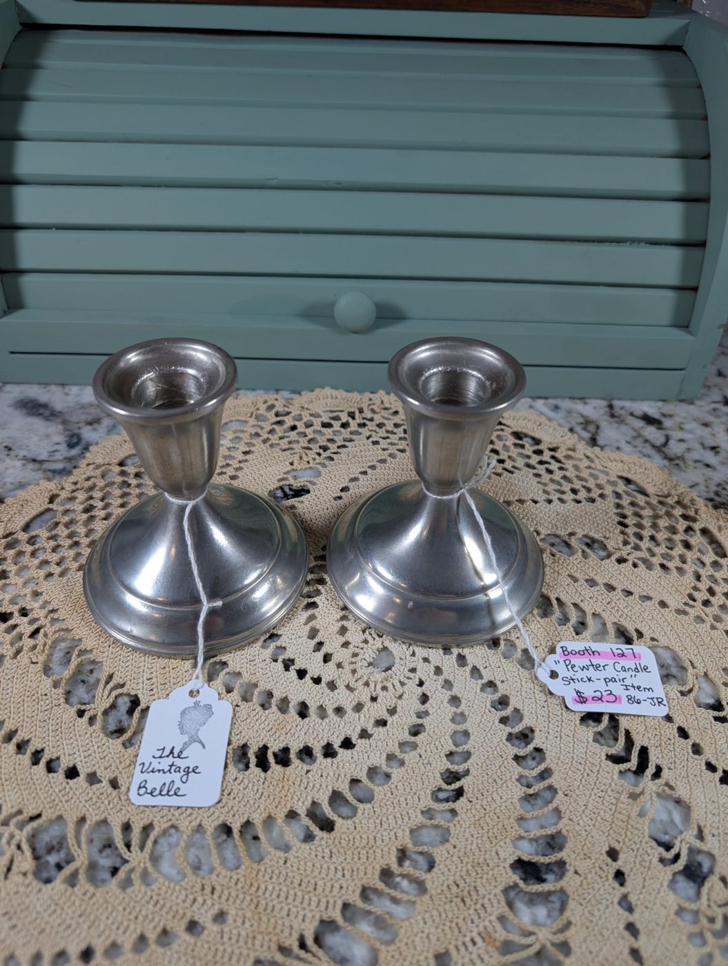 Pair of Pewter Candlestick Holders