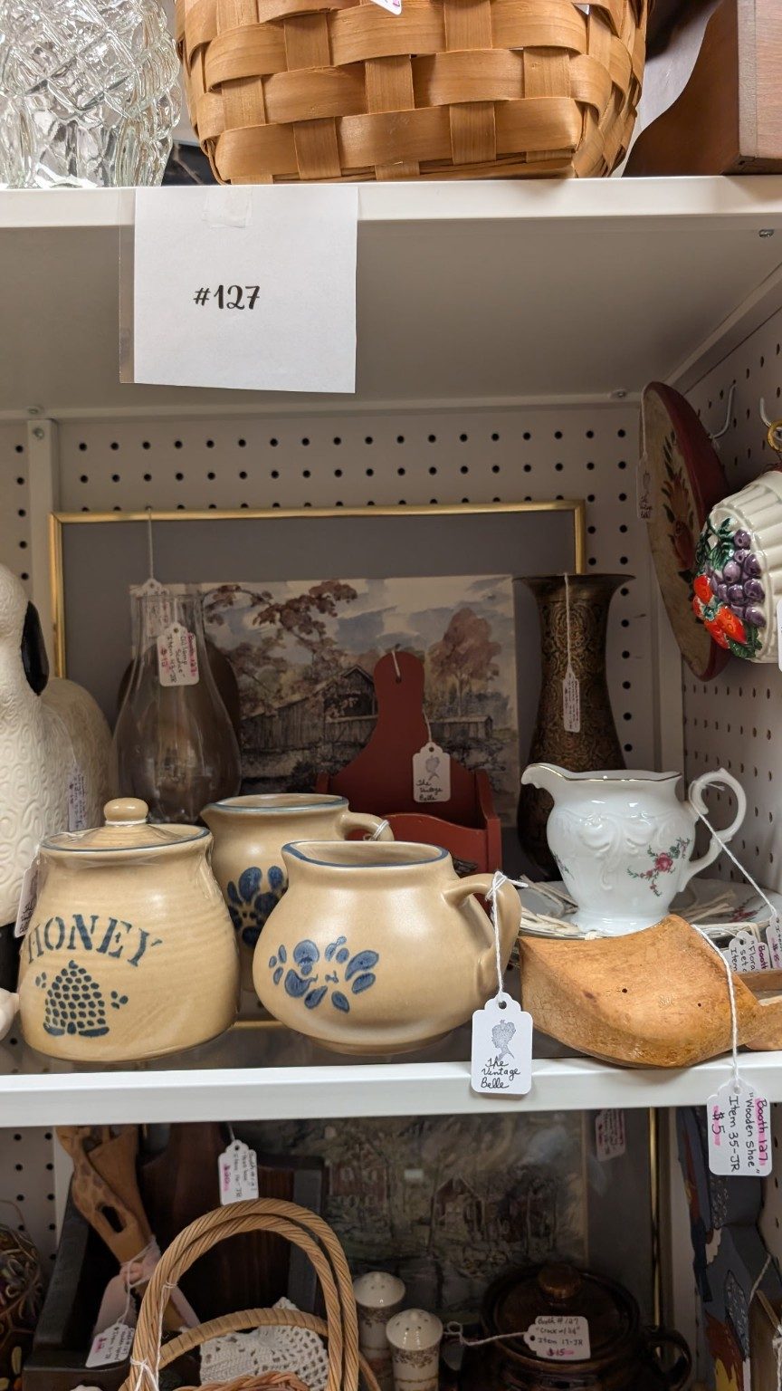 Stoneware, pottery and framed art at The Vintage Belle booth